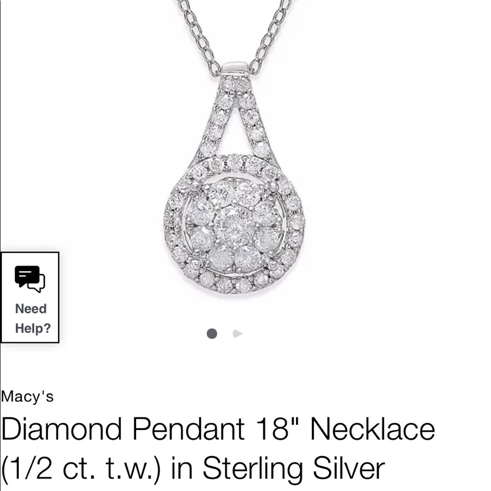 Bridge diamond pendant white 1/2 ct SS round cluster